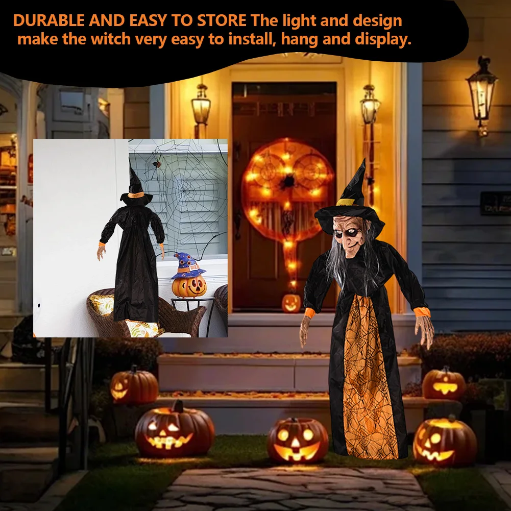 Halloween Eerie Illuminated Hanging Witch Horror Toy Voice Controlled Luminous Soundmaking Ghost Ghost House Horror Decoration