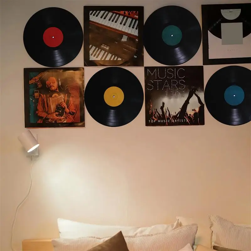 8pcs Vinyl Record Sticker Aesthetic Exquisite Gift Wall Record Decor Sticker Music Party Favor Decal Bedroom Cafe Decor wall stickers vinyl record decor