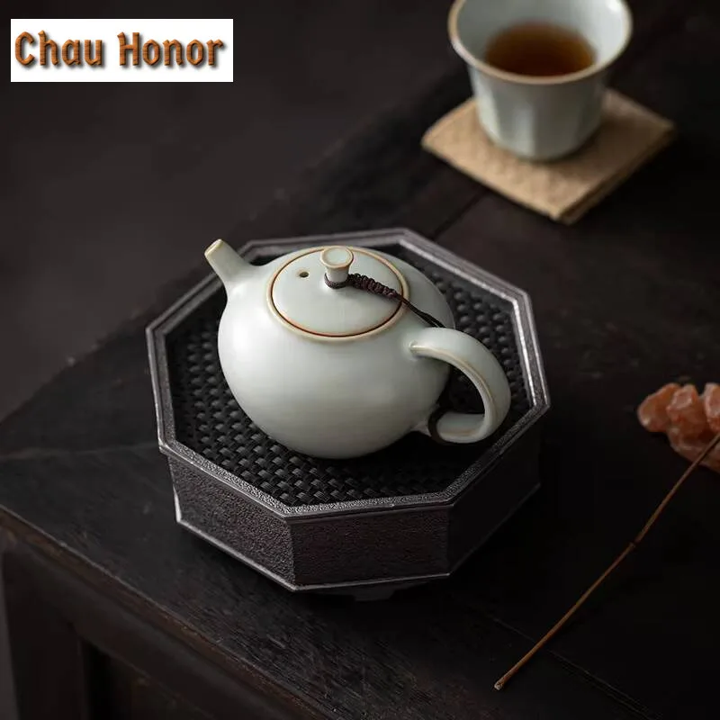 200ml Boutique Ru Kiln Ceramic Teapot Handmade Household Ball Hole Filtration Kung Fu Teaset Tea Ceremony Accessories Beauty Pot