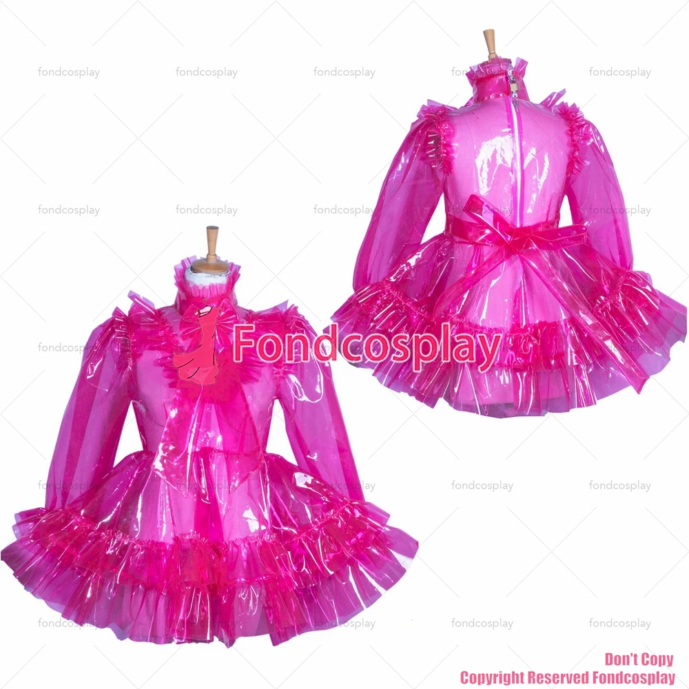 fondcosplay adult sexy cross dressing sissy maid short Clear PVC Lockable  EVA Plastic hot pink dress CD/TV[G3852]| | - AliExpress
