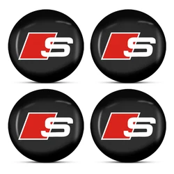 Premium Car Wheel Center Hub Cap Logo Stickers Set - 4pcs Rim Cover Emblem Decal (S)