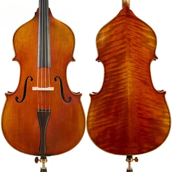 Double Bass High Quality Custom Solid Upright Instrument 1/2 1/4 3/4 4/4 Sizes Natural Flamed Maple Wood Face Spruce Brazil Wood