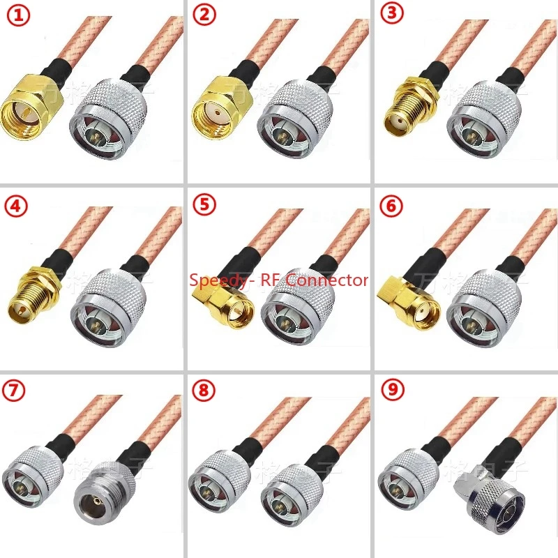 Cabo Coaxial Duplo Blindado Rg400 Crimp para L16 n tipo Macho para Conector Macho Sma Extensão Latão Cobre Entrega Rápida