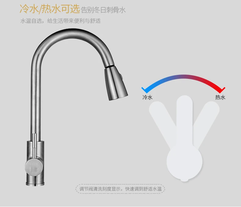 Description Picture 5 of item304 stainless steel kitchen faucet household all-copper vegetable basin faucet hot and cold sinkbowwash수도꼭지 смеситель для ванной