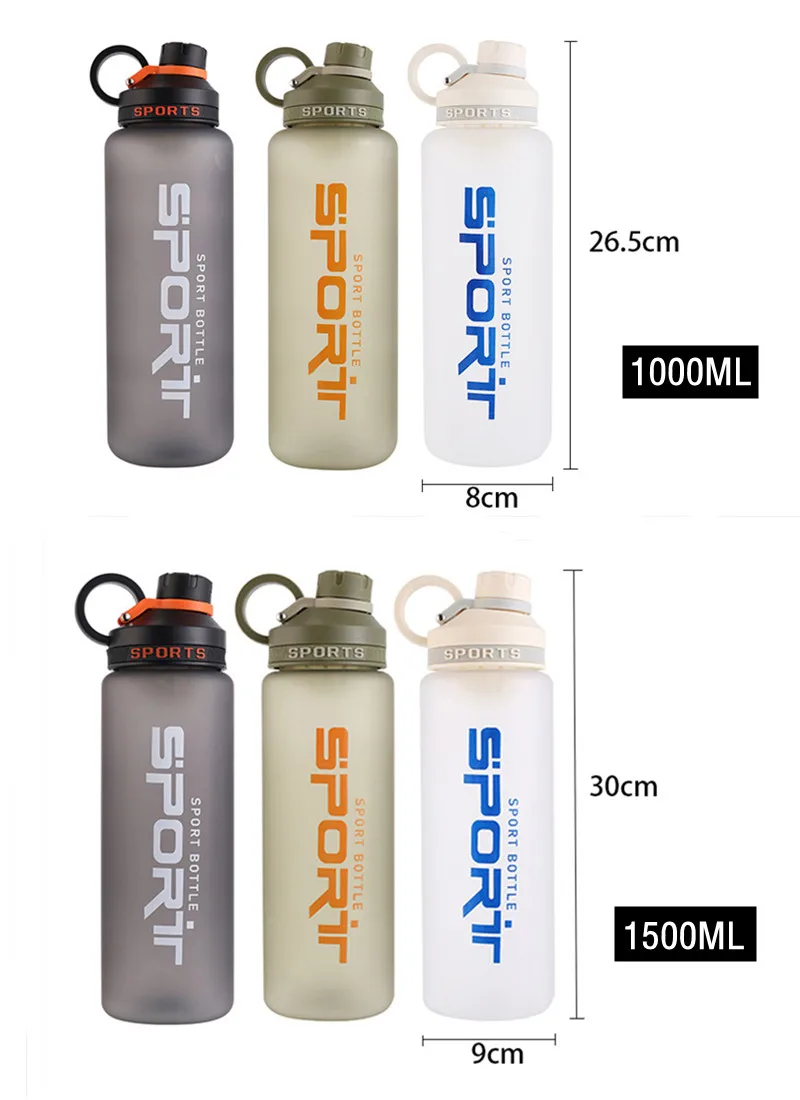 1000ml/1500ml Portable Sport Water Bottle With Filter Durable Gym Fitness Outdoor Camping Cycling Hiking Drinking Plastic Bottle