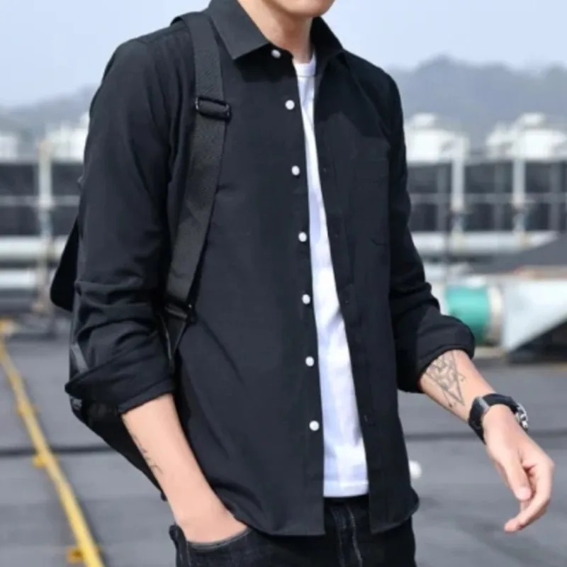 Plus Size M-4XL men's Long Sleeved shirt, Casual Cotton shirt, Professional Formal Business Clothing brand, Trendy men's Top