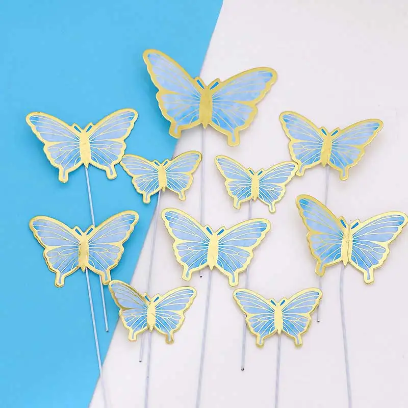 Elegant Gold & Pink Butterfly Cake Toppers - Princess Party & Wedding Decor