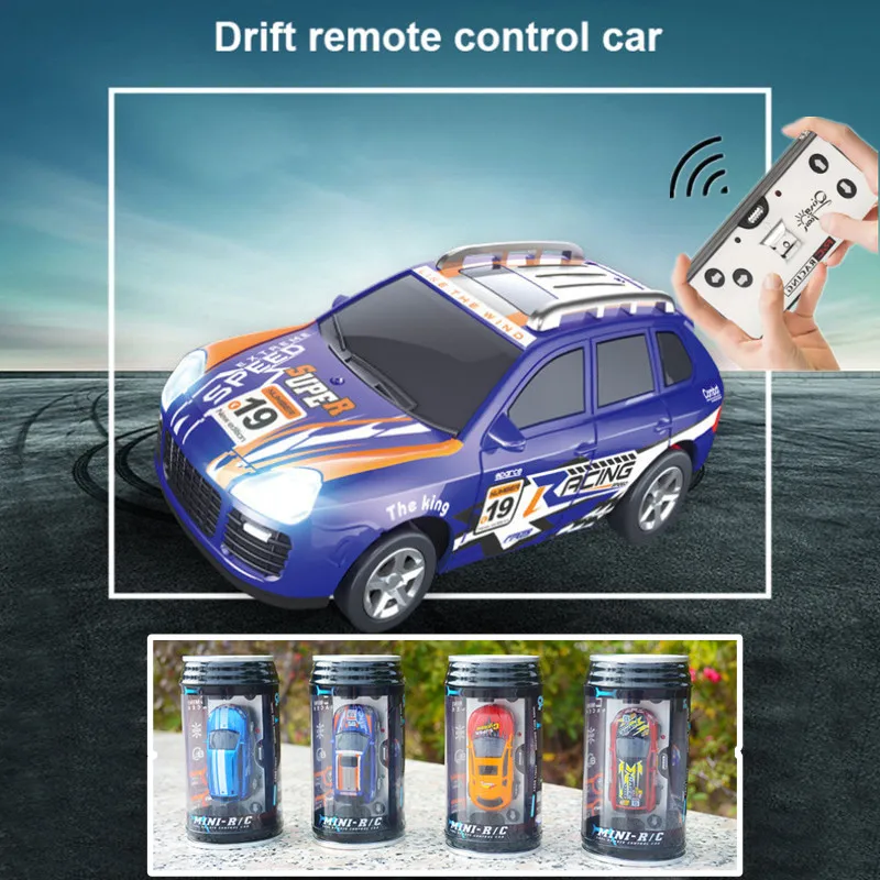 1:58 MINI Can RC Car Battery Operated Racing Car PVC Cans Pack Machine  Drift-Buggy Bluetooth Radio Remote Control Toy Kid
