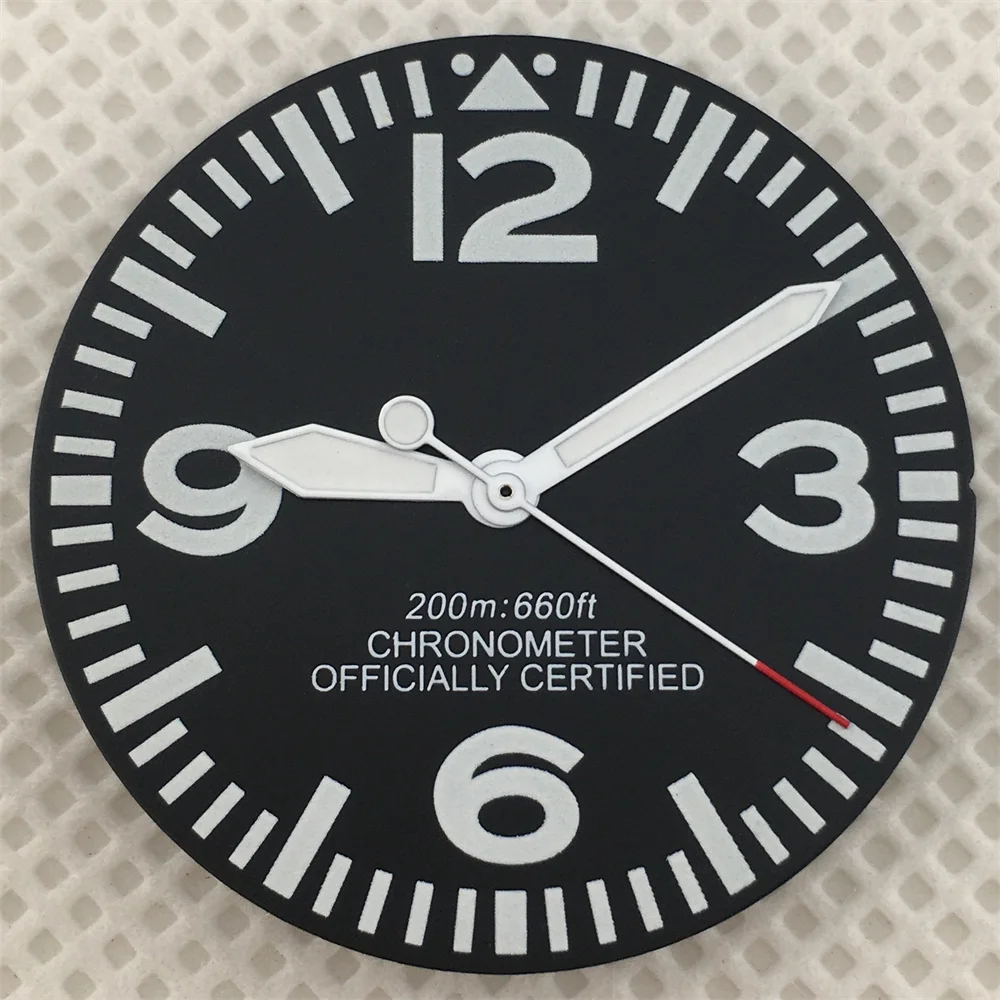 29mm Black and White Full Luminous Dial with Green Luminescence