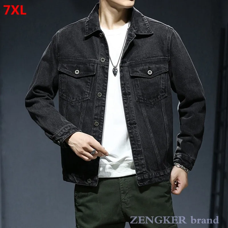 Autumn denim jacket men's large size loose 5XL 6XL 7XL plus size men's jacket tide bomber jacket