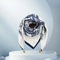 Vintage Style Ladies Square Scarf Wraps Neck Magnetic Buckle Scarf Cross Scarves Triangle Scarf Cross Neckerchief Silk Scarf 1