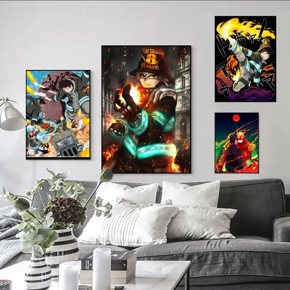 

Force cool Fire Poster Self-adhesive Art Poster Retro Kraft Paper Sticker DIY Room Bar Cafe Vintage Decorative Painting