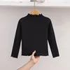 1pcs Spring Autumn Children's T-Shirts Solid Color Tops Kids Half High Collar Long Sleeve Base Shirt Girls Tshirts Clothes 3