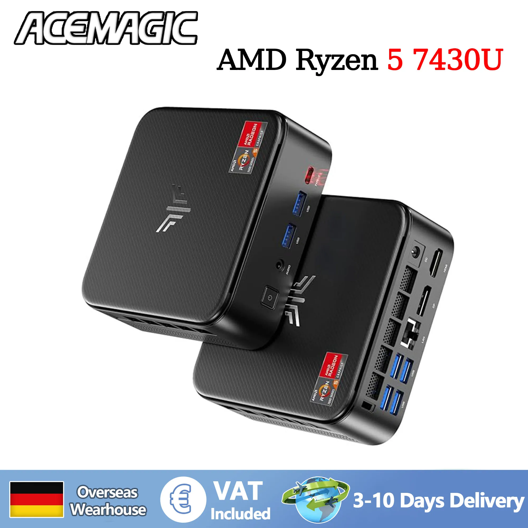 ACEMAGIC ミニpc AMD Ryzen 5 7430u ACEMAGIC 4K UHD MINI Game OFFICE PC AMD Ryzen 7 5800U 16GB