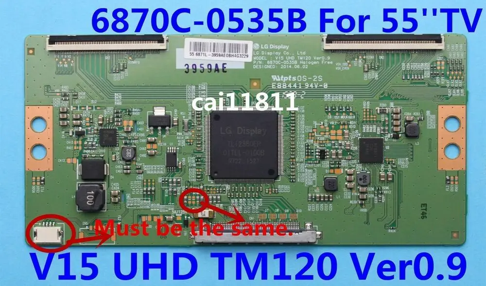 

Для платы T-con 6871L-3959A 6870C-0535B V15 UHD TM120 VER0.9 для телевизора 55 дюймов
