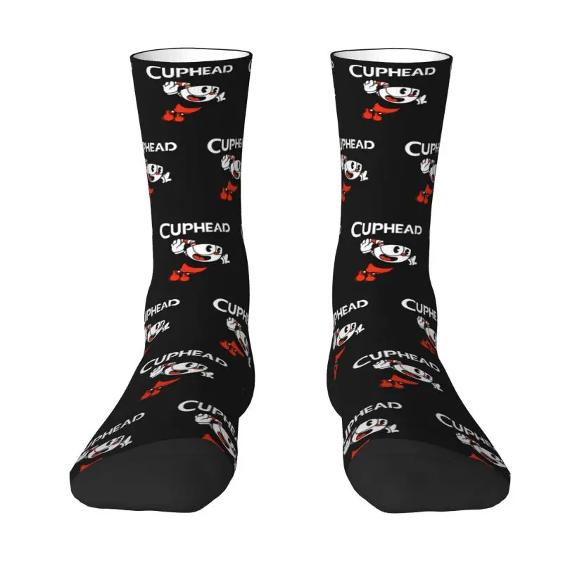 Cool Mens Cuphead Dress Socks Unisex Breathbale Warm 3D Printing Cartoon Game Crew Socks
