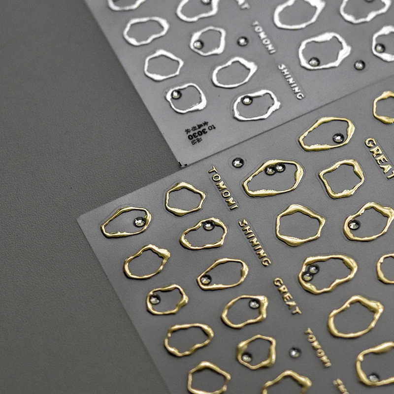 3D Bronzing Gold Silver Line Nail Sticker Geometry Abstract Nail Art Decals Foils Adhesive DIY Manicure Decorations To3030