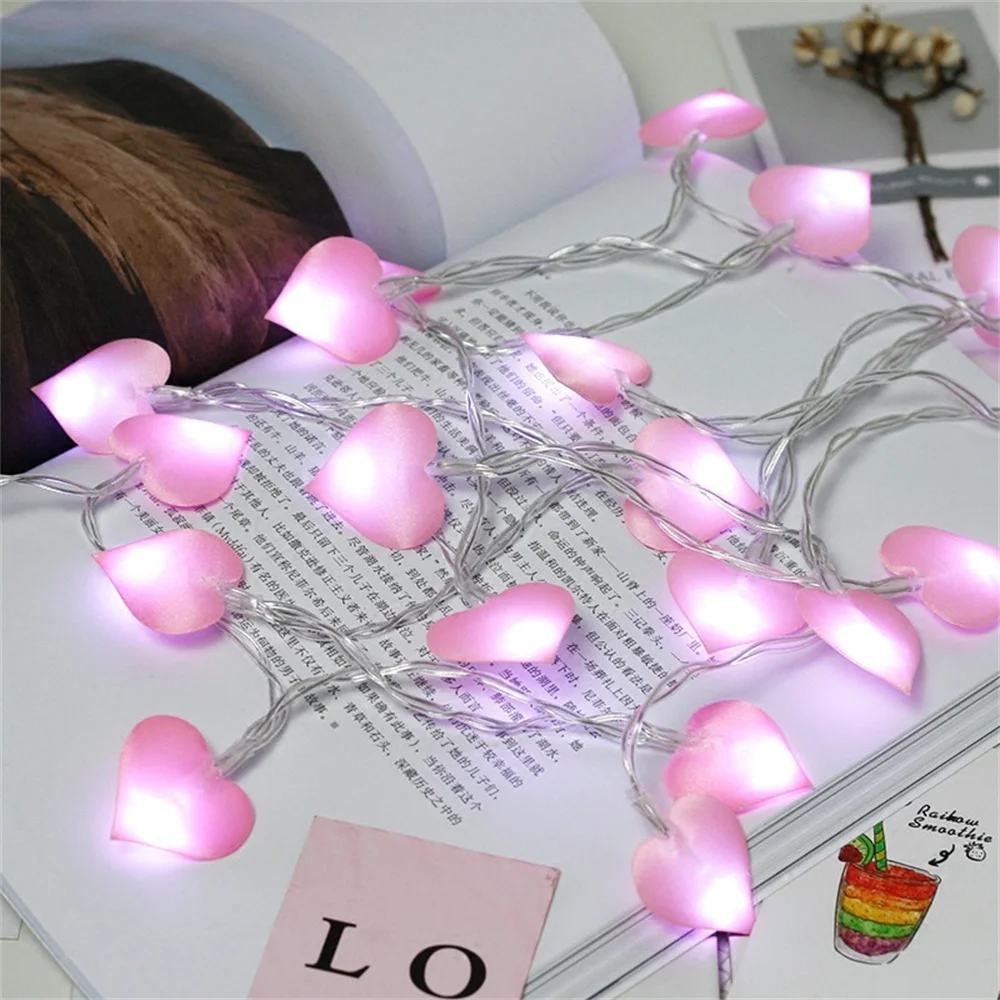 LED 러브 스트링 조명, 핑크 퍼플 블루 크리스마스 웨딩 생일 파티 홈 장식, 동화 화환 조명, 10 LED, 20LED