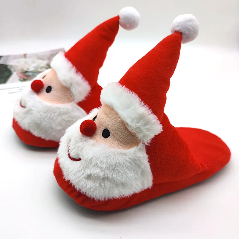 Fuzzy Slippers Santa Claus House Shoes Women Indoor Santa Claus