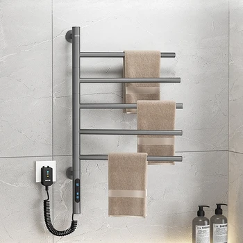 ราวแขวนผ้าเช็ดตัวไฟฟ้าอัจฉริยะ หมุนได้ ควบคุมอุณหภูมิคงที่ สำหรับห้องน้ำ ชั้นวางอุ่น ติดผนัง 2