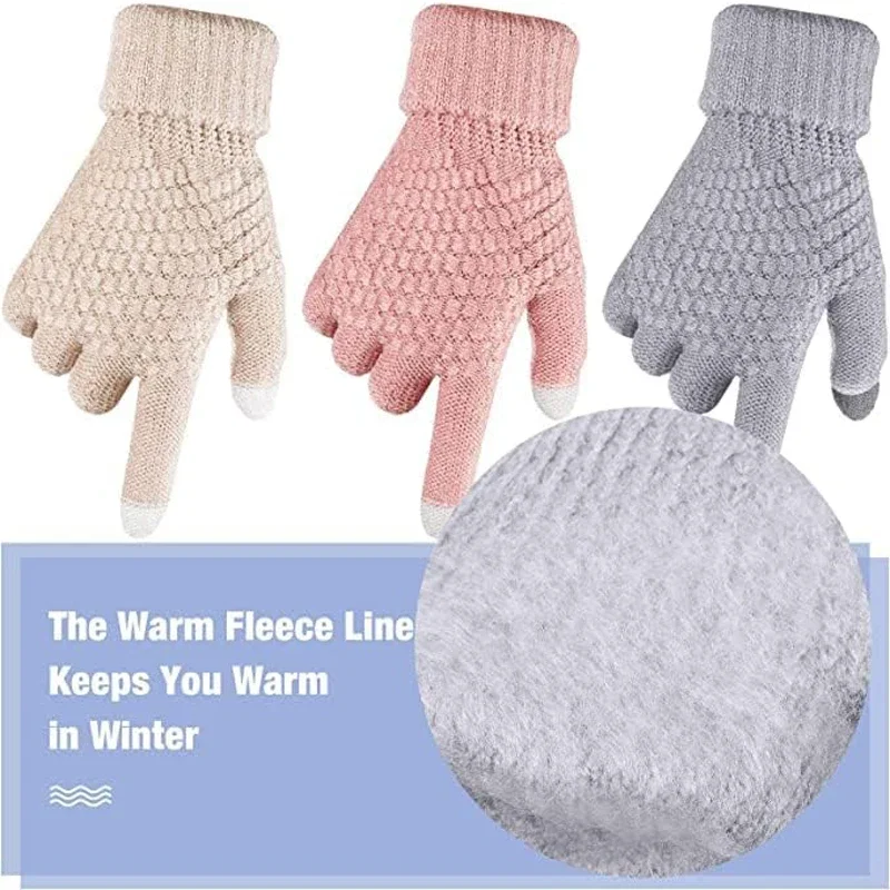 Winter Gloves For Men Women Thickened Elastic Touch Screen Compatible Cold-proof Warm