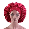 High-quality Silky Bonnet Elastic Wide Band Women Satin Bonnet Beaded Sleeping Cap Adult Night Protection Hair Hat Head Wra 1