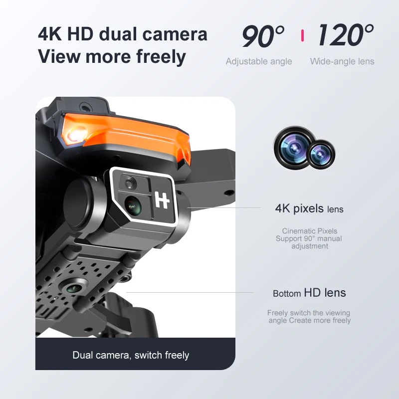 2024 전문가용 드론 5G 4K HD 듀얼 카메라, 광학 흐름 호버 360 ° 레이저 장애물 회피 RC 쿼드콥터 UAV 장난감, KY603 신제품