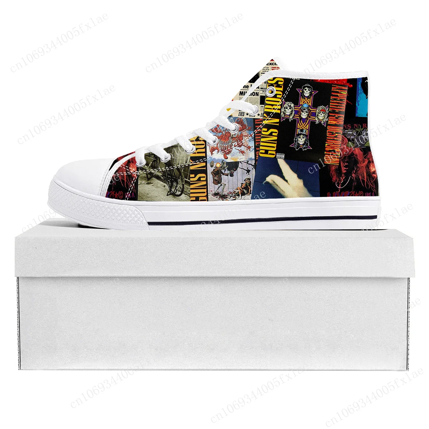 Guns N Roses Heavy Metal Rock Band High Top High Quality Sneakers Mens Womens Teenager Canvas Sneaker Couple Shoes Custom Shoe