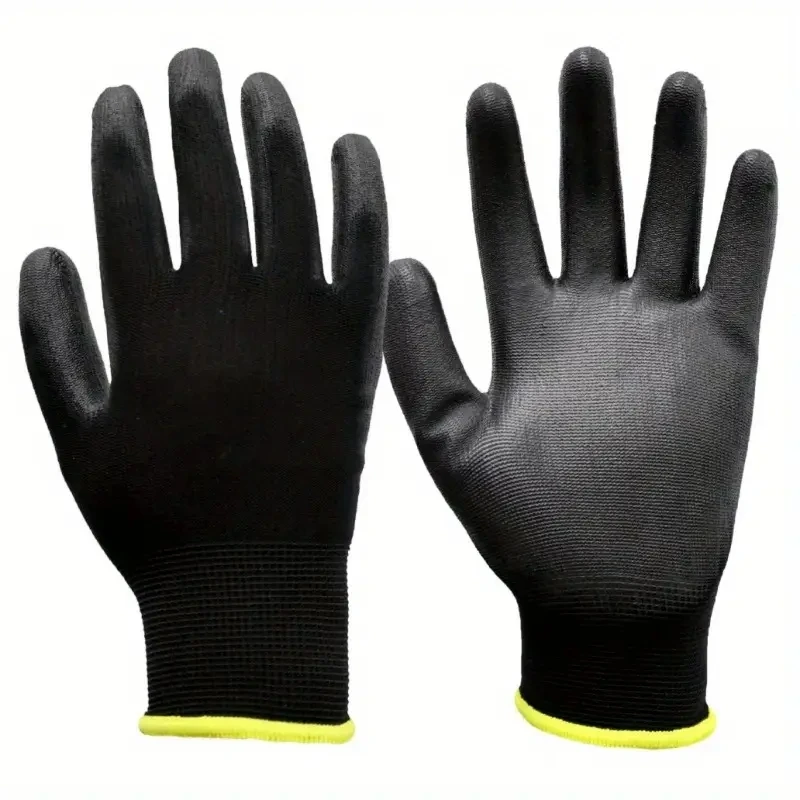 Horticulture Gloves 12 Pair Black /Grey/ Safety Work Gloves Repair Palm Coated Carpenter Repairman Supplies