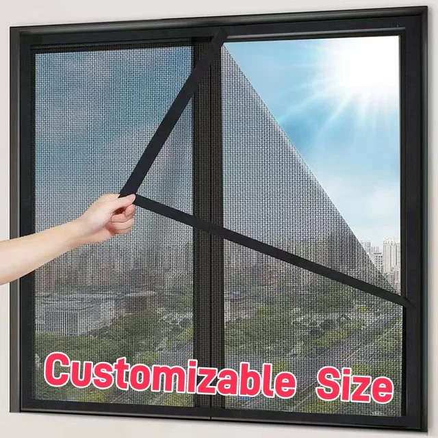 Customizable Size Mosquito Net Reusable Lightweight & Breathable Insect-Proof SelfAdhesive Reusable Window Screen Bug Protection