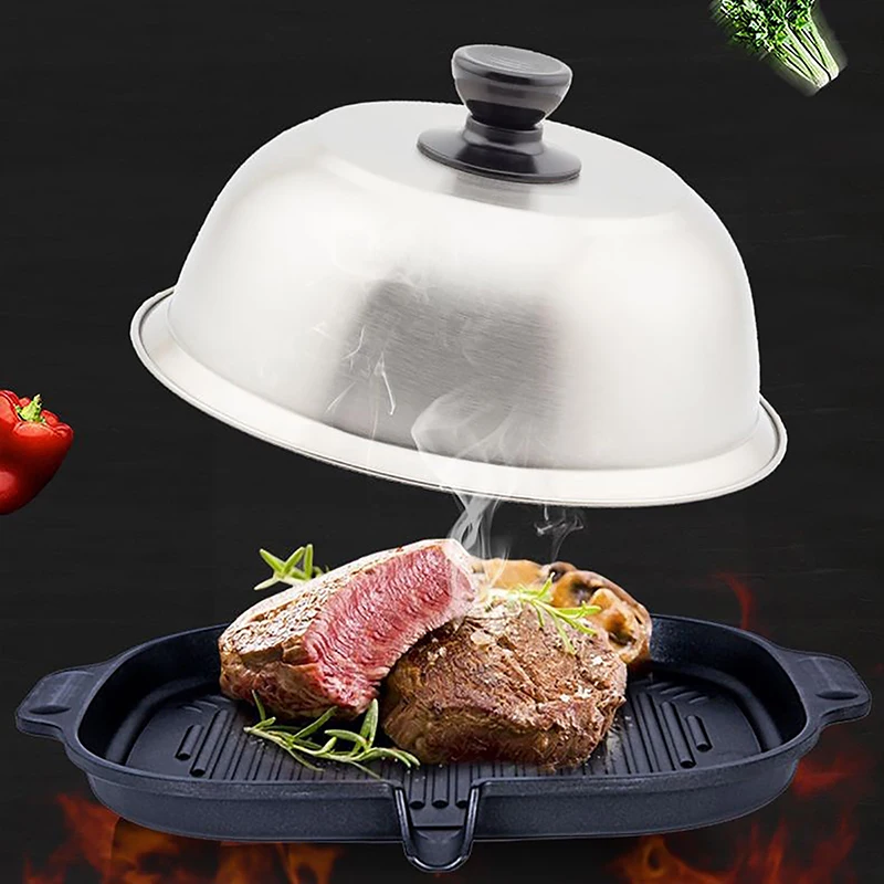 Grill Dome Cover Stainless Steel Burger Cover Round Pot Lids For Cookware Kitchen Burgers Barbecue Steaks food cover