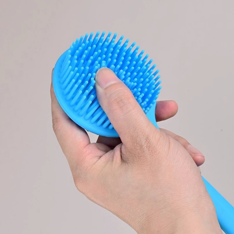 Silicone Back Scrubber,Long Handle Body Scrubber,Light&Easy-to-Hold Shower Brush For Skin Cleaning&Exfoliating With A Free Hook 3
