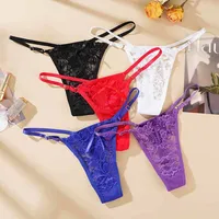 Strings sexy en dentelle ajustables pour femmes, culottes taille basse ajourées, respirantes pour l'été, lingerie transparente, économique 2