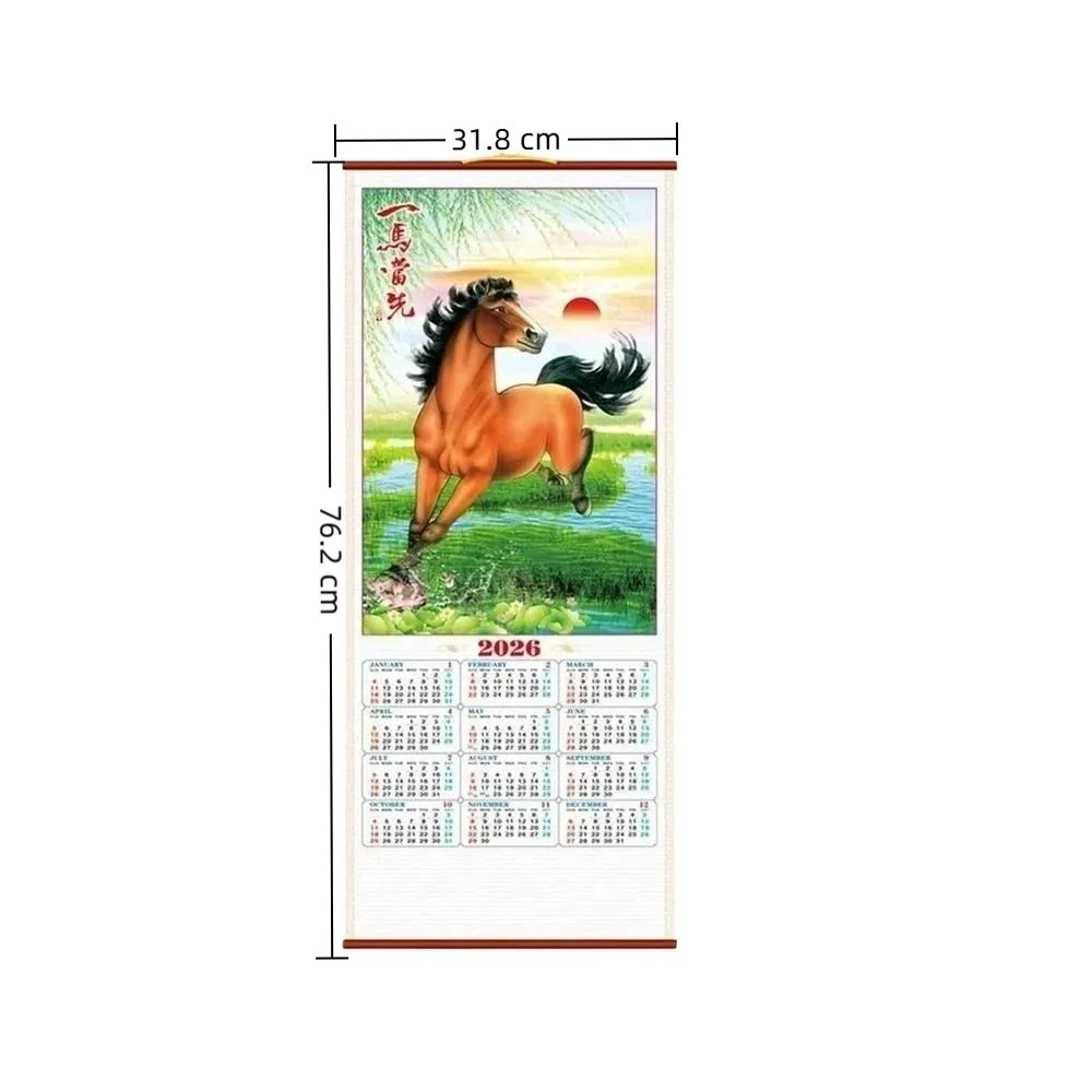 새로운 2026년 말년 벽걸이 달력 붉은 행운의 선물 데일리 캘린더 떼어내는 달력 포스터 새해 홈데코