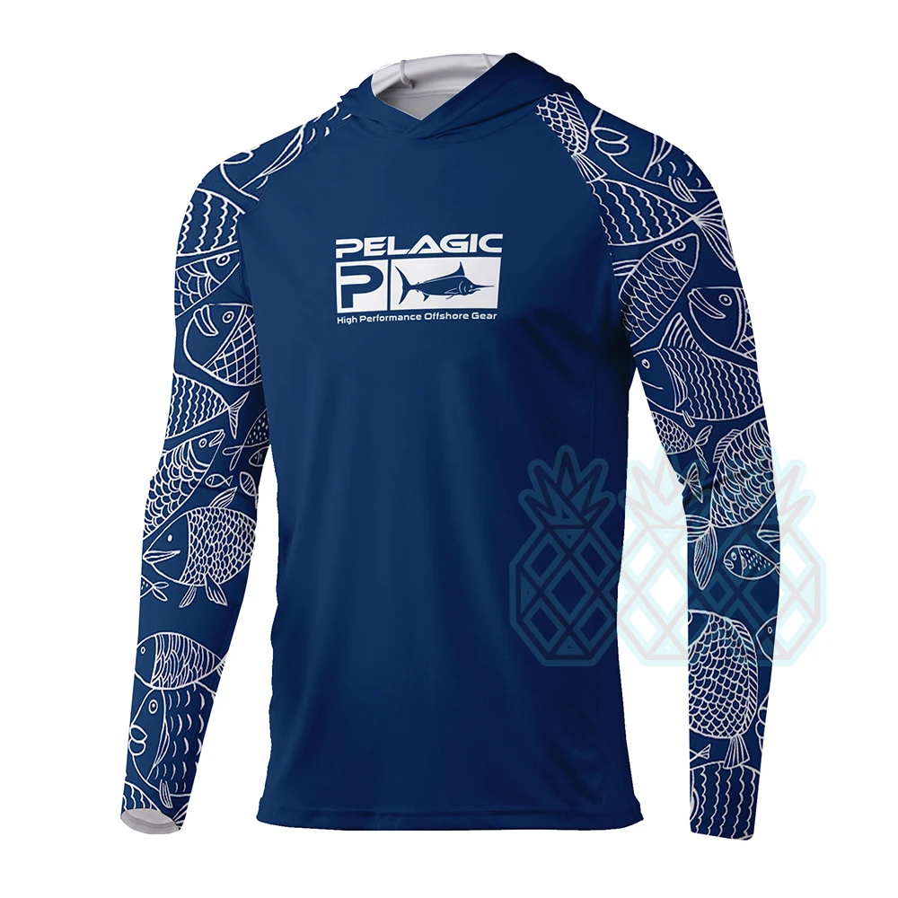 Pelagic Men Fishing Shirts Long Sleeve Anti UV Protection Fishing T