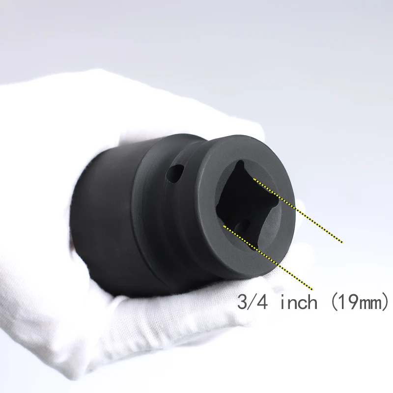 3/4" Inch CR-MO Impact Socket Heavy Duty 17mm 18mm 19mm 21mm 22mm 24mm 27mm 30mm 35mm 38mm 41mm 46mm Hex Black Air Sockets 2