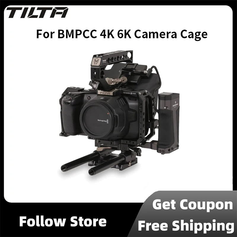 Tilta Ta-T01 Bmpcc 4K 6K Camera Cage Basic Kit Tilta Grigio E Grigio Con Follow Focus Systems Piastre Batteria Per Bmpcc 4K 6K