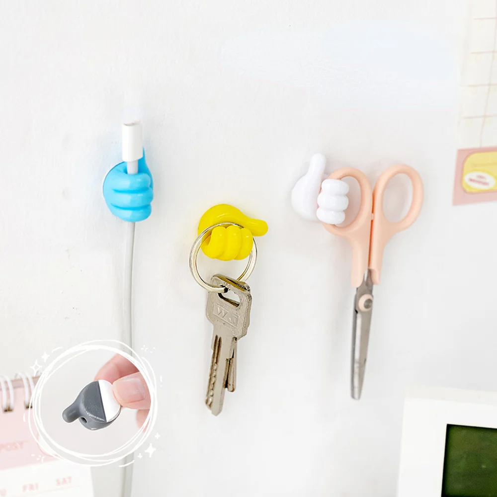 Thumb Style Hooks Charge Data Cable Holder Managment Adhesive Cable Support Organizer Wall Hooks for Keys Multifunctional Clip