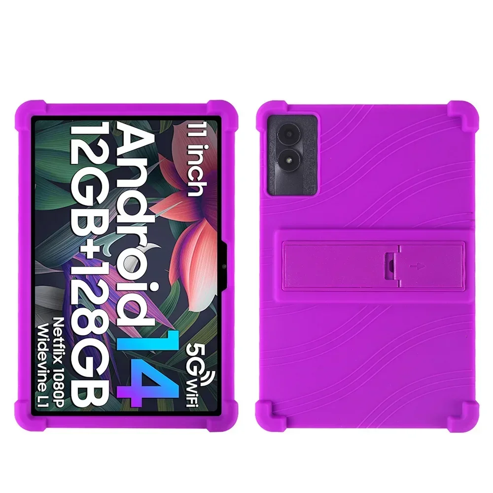 thumbnail image 2 of For Google Pixel Tablet 11-Inch Android Tablet Model Case,Soft Silicone Adjustable Stand Cover Lightweight Kids Friendly,Purple 2 of 11