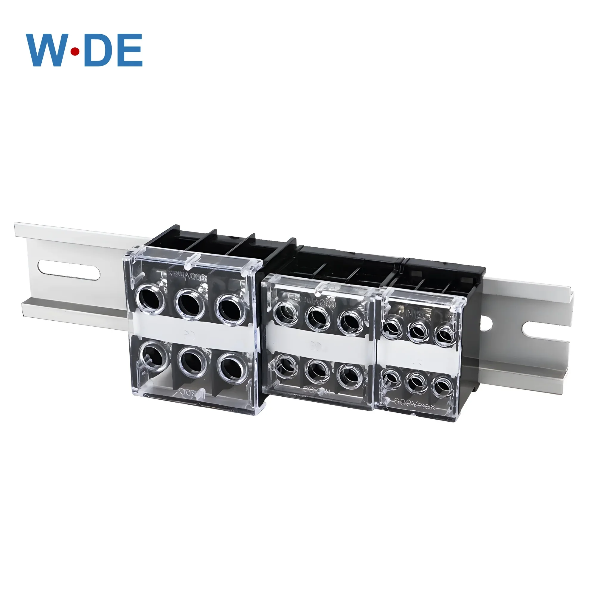DIN Rail Terminal Block DIN Rail 1 Piece DIN Rail Terminal Block IN Type Junction Box 600V 20/30/50/60/90/130/240A Split High Current Brass Wire Connector
