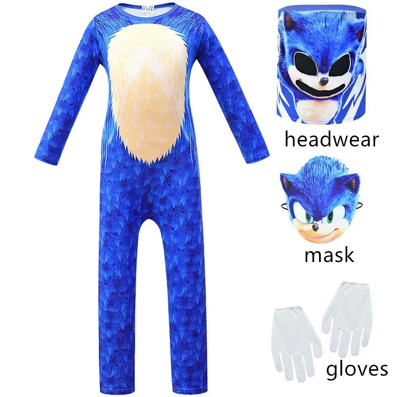 4-12Y Kids Anime Blue D-Deluxe Hedgehog Costume Girl Boys Game Character Cosplay Compleanno Natale Costume Di Halloween Per Bambini