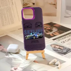 Sleek Silver Racing Stripes Phone Case with IMD Finish - iPhone 18 (Purple - MH156)