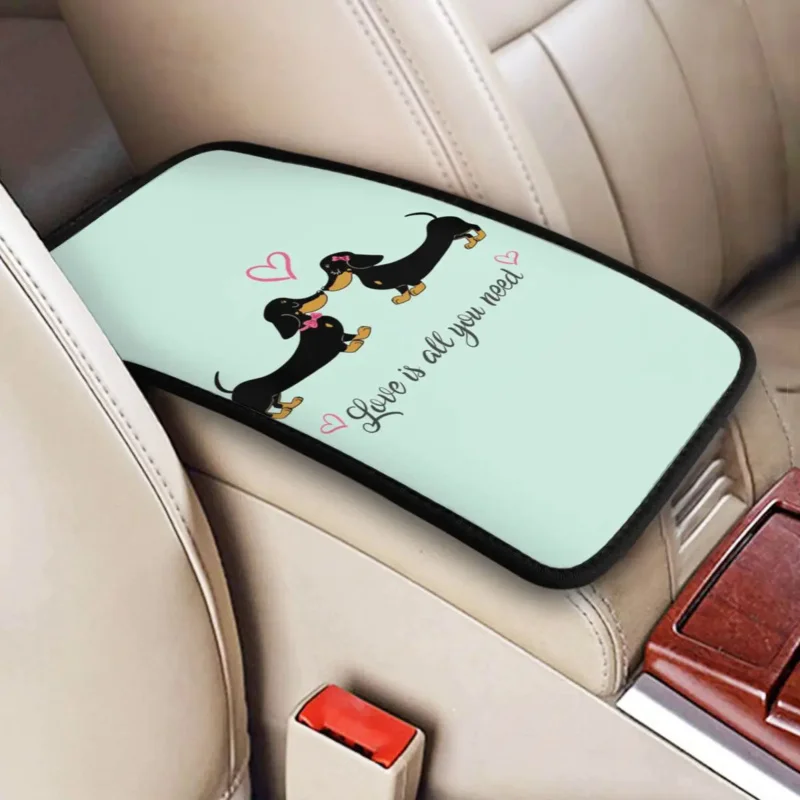 

Armrest Box Pad The Dachshund Car Center Console Protection Cover Mat Badger Sausage Wiener Dogs Interior Cushion Storage Box