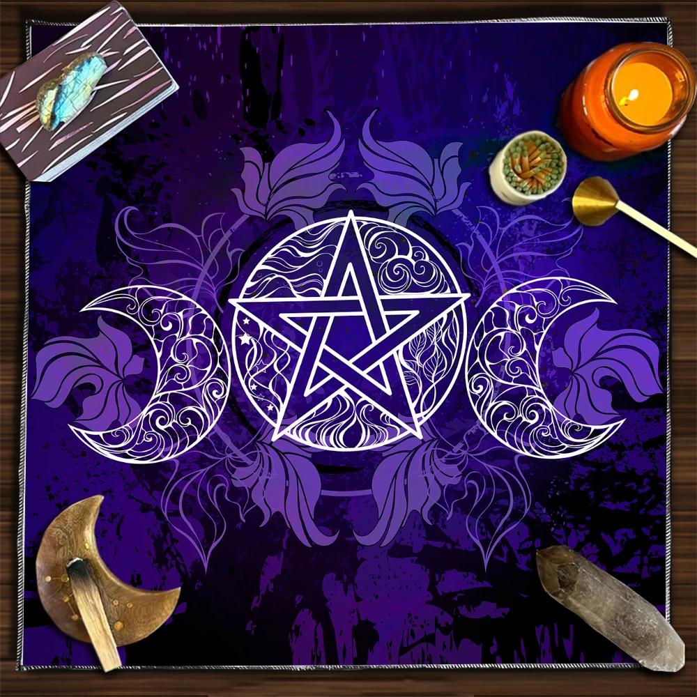 Mystery Purple February Five Star Tarot Wallpaper Magical Altar Cloth Magical Wallpaper Tarot Divination Mat 4