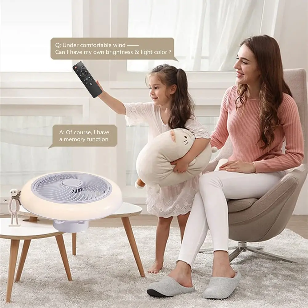 46CM Ceiling Fan With Led Light 220V Remote Control Low Sealing Electric Fan 5 Blade Strong Wind Circulator For Home Bedroom