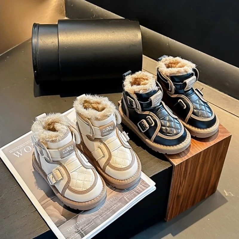Thick Plush Lining Ankle Boots for Kids Winter Hiking
