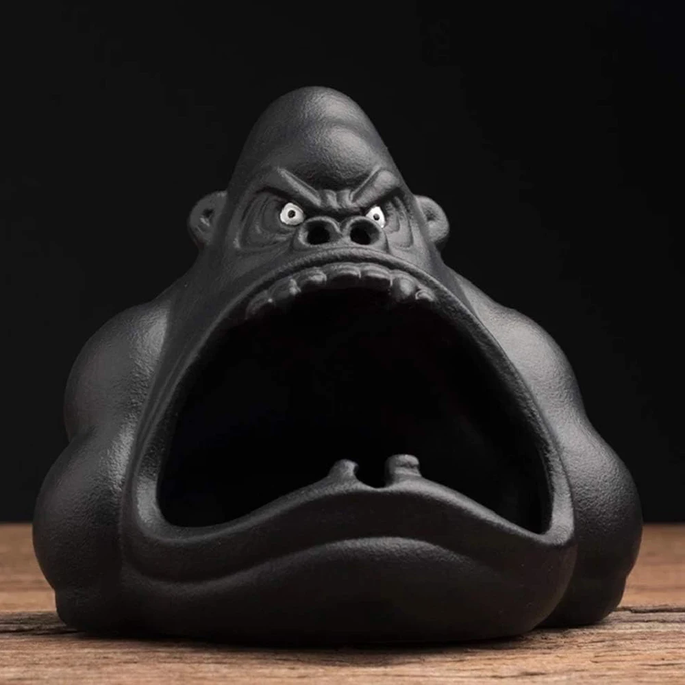 Ceramic Cartoon Gorilla Orangutan Ashtray Creative Gorilla Ashtrays Home Anti-flying Ash Ornament Smoking Accessories Decoration cigarettes ashtray ceramic ashtray