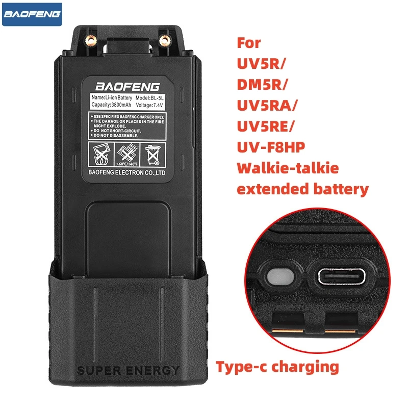 Nuovo Arrivo Uv-5R Ingranditore Batteria Reale 3000Mah Suport Type-C Carica Per Walkie Talkie Uv5R Uv-5Ra Uv-5Re Bf-F8Hp F8 + Etc Radio