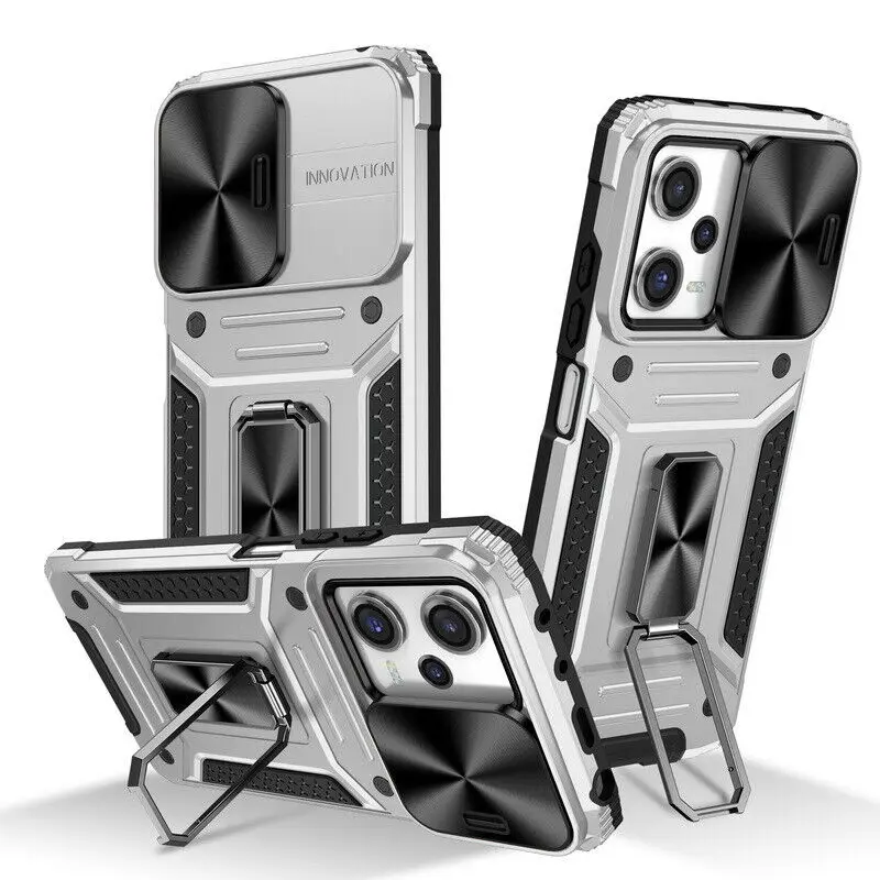 Slide Push Window Kameraschutzhülle für Xiaomi Redmi Note 12 11 Mi Poco X5 Pro Rüstung Magnetringhalter Ständer_voghion.com