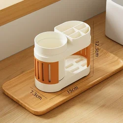 Elegant All - in - One Bathroom Toothbrush and Mouthwash Holder Set (Orange - single - cup)